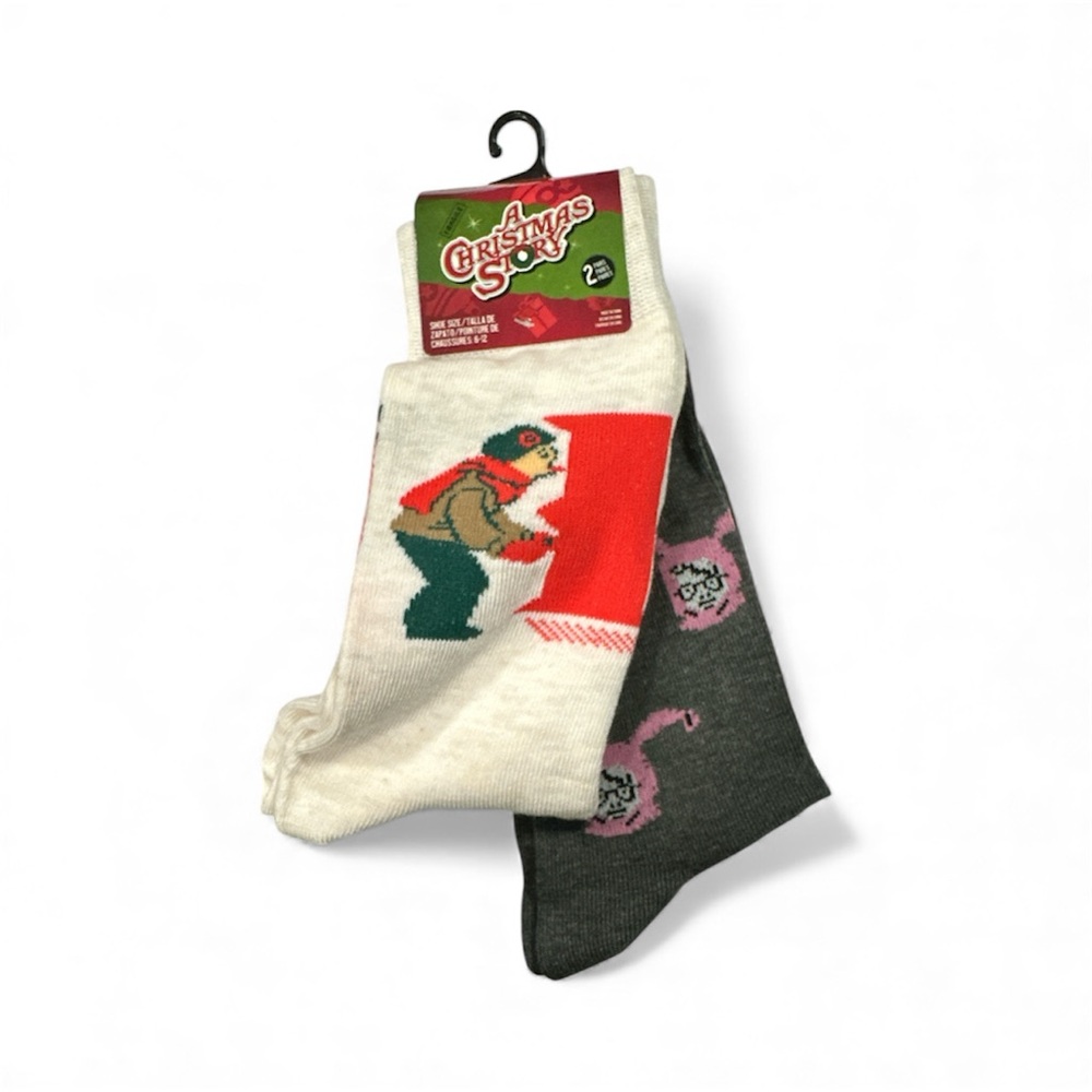 A Christmas Story Men's Socks - 2 pairs• Ivory and Gray